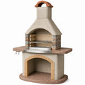 Barbecue de jardin 120 x 70 x 210 cm en pierre beige avec grille style rustique