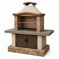 Barbecue de jardin 140 x 80 x 210 cm en pierre beige et marron avec grill réglable