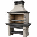 Barbecue extérieur 120 x 70 x 220 cm en pierre grise avec grille acier style rustique
