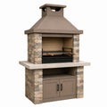 Barbecue extérieur 120 x 70 x 220 cm en pierre beige avec grille réglable et rangement