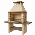 Barbecue extérieur 120 x 70 x 220 cm en pierre beige avec grille en acier style traditionnel