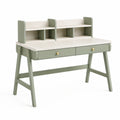 Bureau enfant 120 x 60 x 105 cm en bois vert sauge et blanc avec rangement style scandinave