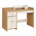 Bureau enfant 120 x 60 x 110 cm en panneaux de bois blanc et chêne avec rangements style scandinave