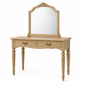 Coiffeuse 100 x 45 cm en bois beige avec miroir style classique