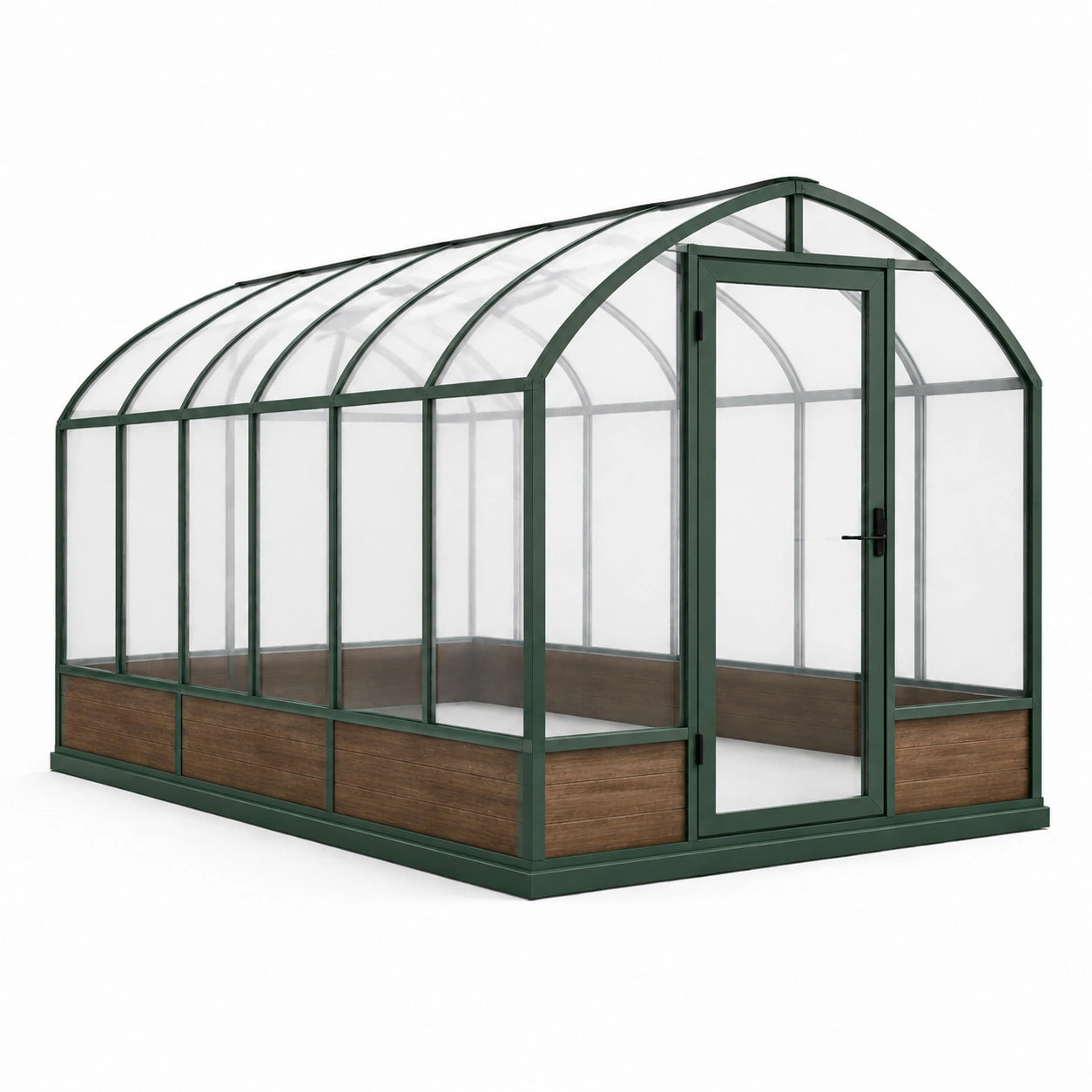 Serre de jardin 300 x 200 x 220 cm en aluminium et panneaux transparents vert foncé avec porte
