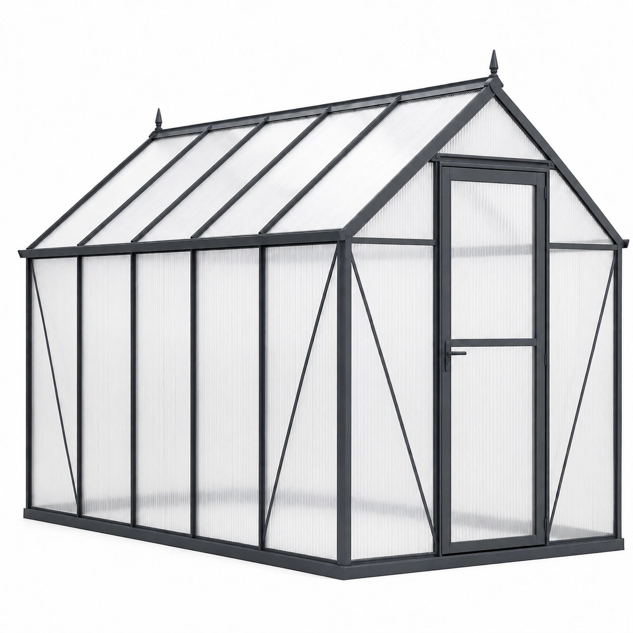 Serre de jardin 244 x 192 x 202 cm aluminium noir polycarbonate toit à pignon