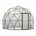 Serre de jardin dôme 300 x 300 x 240 cm aluminium vert panneaux en polycarbonate porte battante
