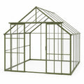 Serre de jardin 240 x 240 x 250 cm en aluminium vert avec panneaux transparents et double porte