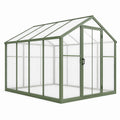 Serre de jardin 190 cm x 190 cm x 195 cm en aluminium vert avec panneaux translucides et porte battante