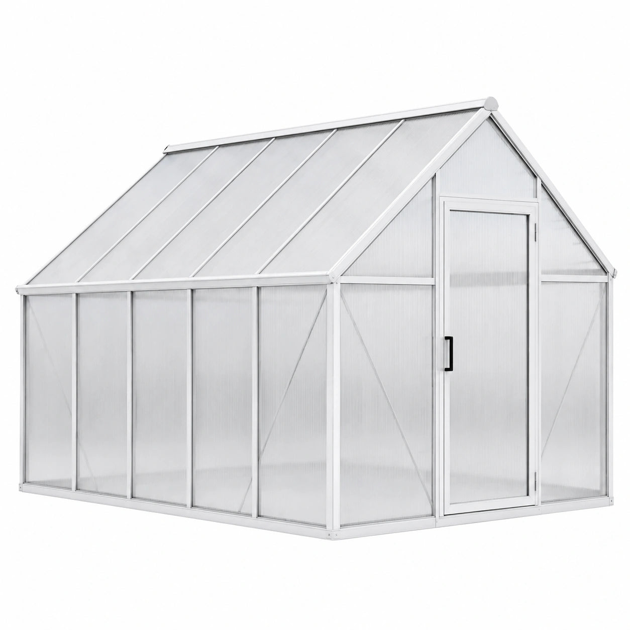 Serre de jardin 190 x 190 x 195 cm en aluminium et polycarbonate translucide - toit incliné