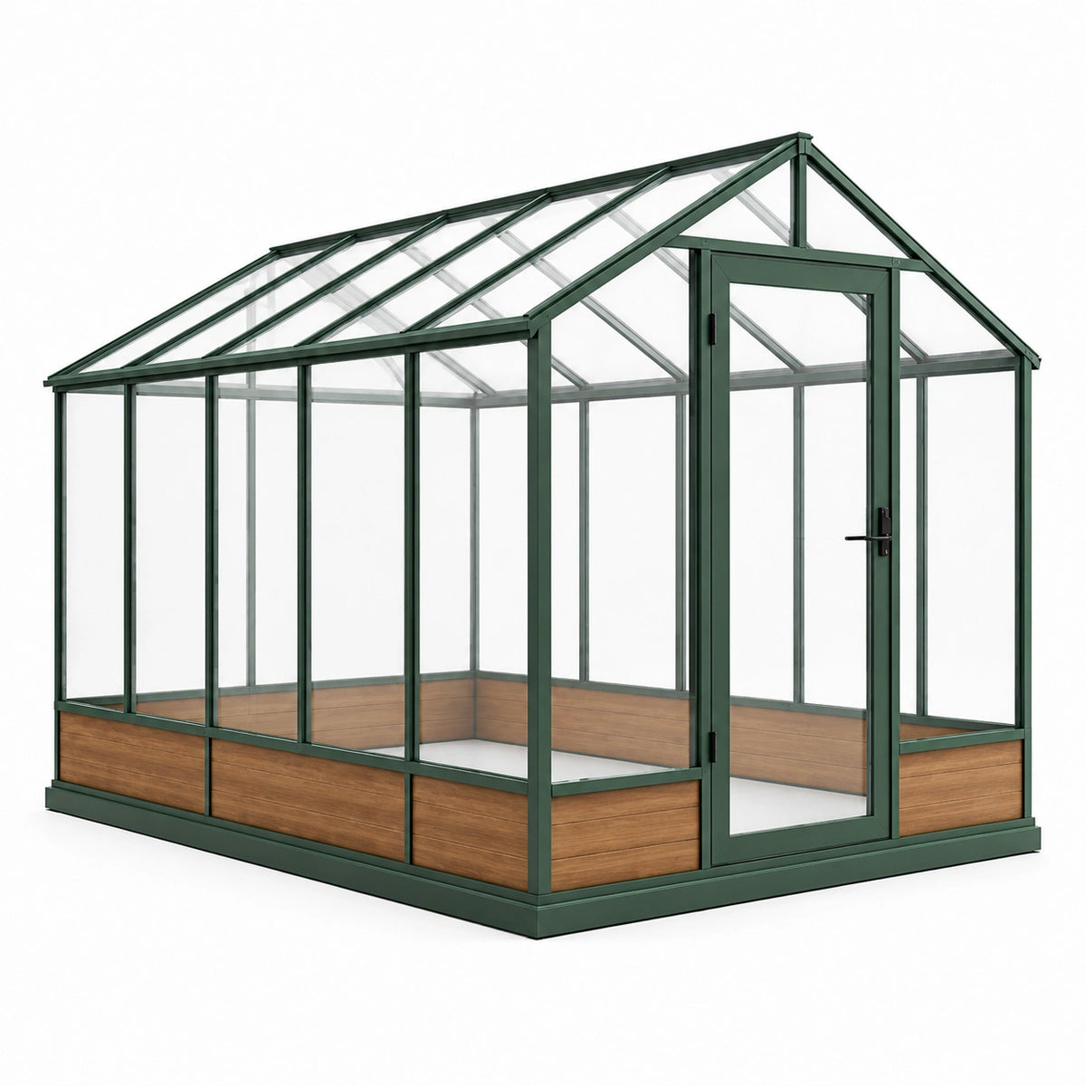 Serre de jardin 300 x 200 x 250 cm en aluminium vert avec panneaux transparents toit à pignon