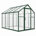 Serre de jardin 240 x 190 x 195 cm en aluminium vert avec panneaux transparents porte battante