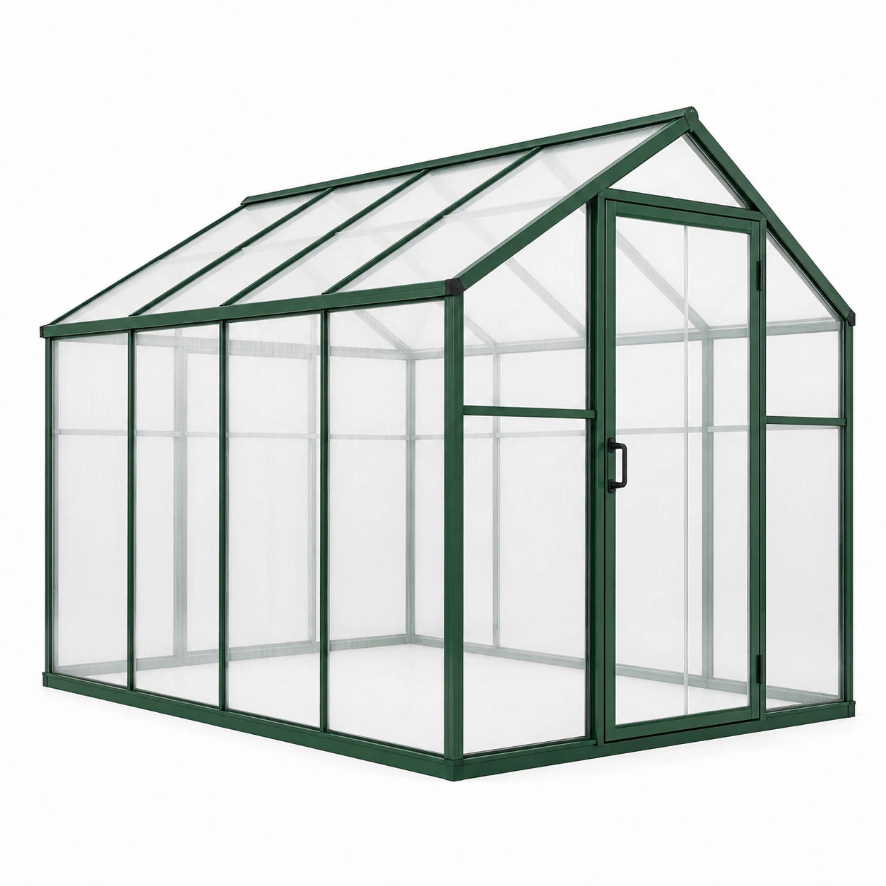 Serre de jardin 240 x 190 x 195 cm en aluminium vert avec panneaux transparents porte battante