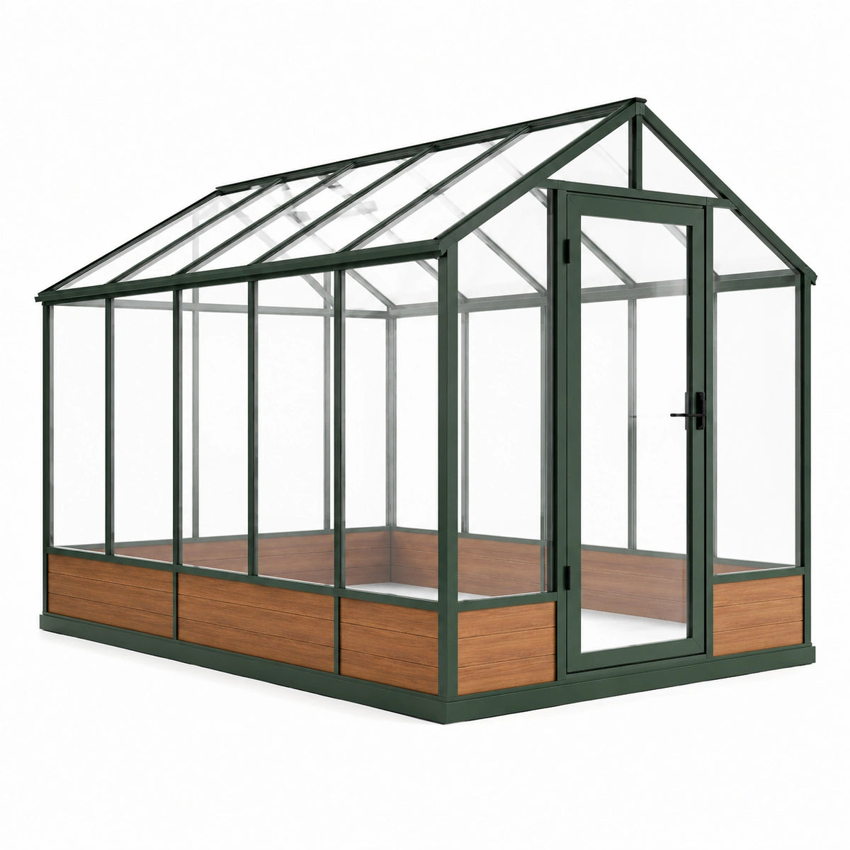 Serre de jardin 300 x 190 x 200 cm en aluminium vert foncé avec panneaux transparents et porte