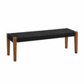 Banc 120 x 40 x 45 cm en bois et corde tressée marron/noir style naturel pour entrée et séjour
