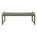 Banc de jardin 120 x 40 x 45 cm en métal vert kaki avec accoudoirs style industriel