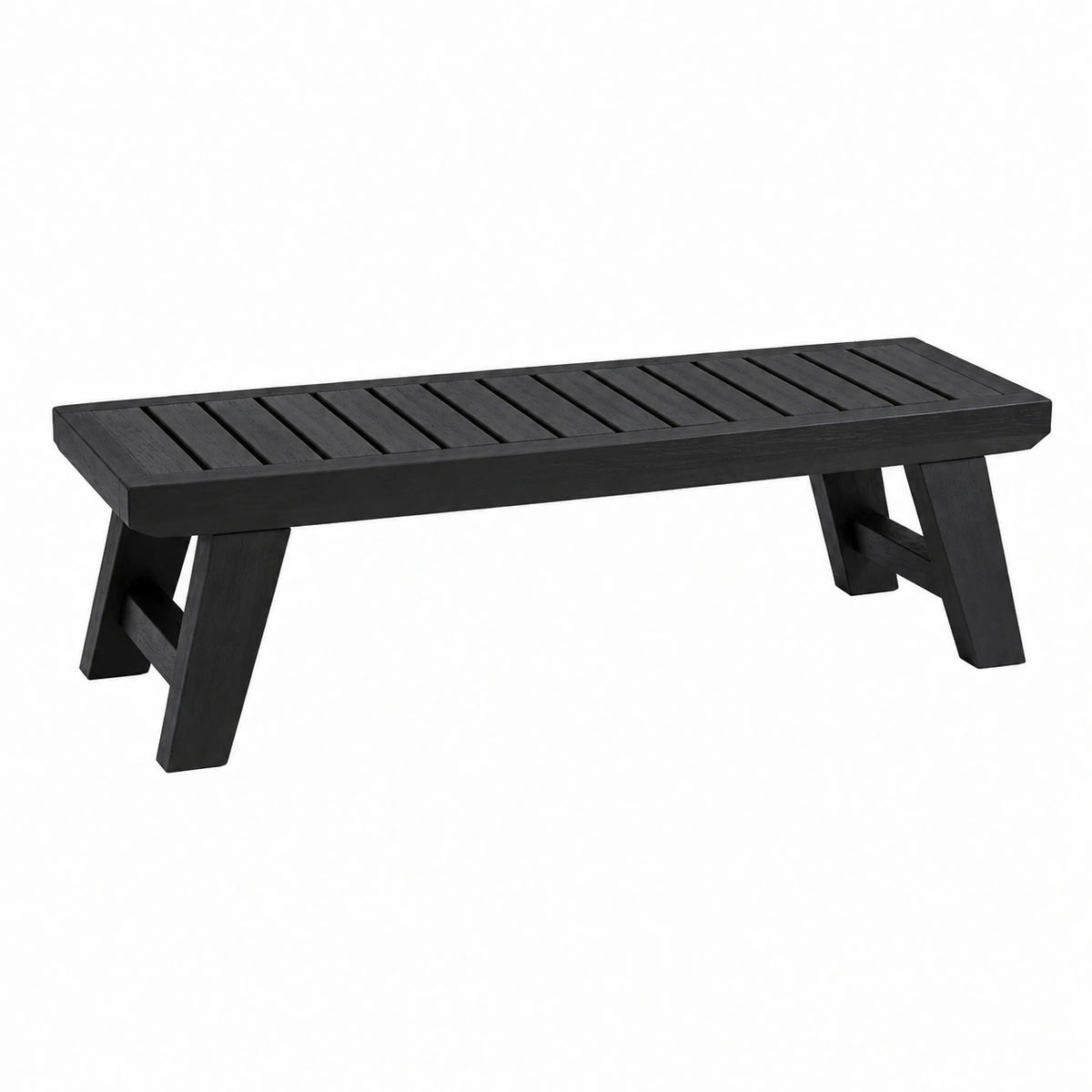 Banc 150 x 40 x 45 cm en bois noir pour entrée style rustique à lattes