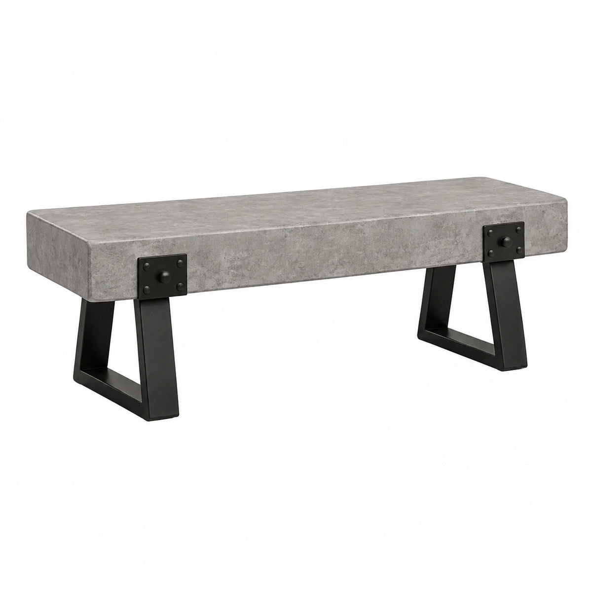 Banc 120 x 40 x 45 cm effet béton gris avec pieds en métal noir style industriel
